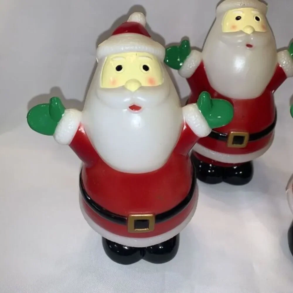 Vintage Blow Mold Santa Set Of 3‎ Christmas For Yard Stake Lights